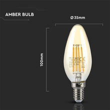 Carica l&#39;immagine nel visualizzatore di Gallery, V-TAC LAMPADINA LED E14 4W CANDELA FILAMENTO AMBRATA
