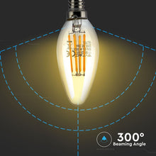 Carica l&#39;immagine nel visualizzatore di Gallery, V-TAC LAMPADINA LED E14 4W CANDELA FILAMENTO AMBRATA
