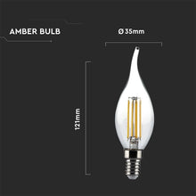 Carica l&#39;immagine nel visualizzatore di Gallery, V-TAC LAMPADINA LED E14 4W CANDELA FIAMMA FILAMENTO AMBRATA
