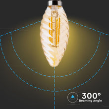 Carica l&#39;immagine nel visualizzatore di Gallery, V-TAC LAMPADINA LED E14 4W CANDELA TWIST FILAMENTO AMBRATA
