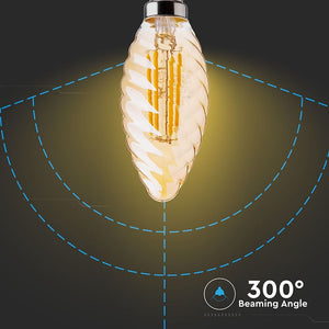 V-TAC LAMPADINA LED E14 4W CANDELA TWIST FILAMENTO AMBRATA