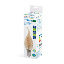 Carica l&#39;immagine nel visualizzatore di Gallery, V-TAC LAMPADINA LED E14 4W CANDELA FIAMMA TWIST FILAMENTO AMBRATA
