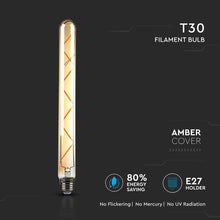 Carica l&#39;immagine nel visualizzatore di Gallery, V-TAC LAMPADINA LED E27 7W TUBOLARE 7 FILAMENTI AMBRATA
