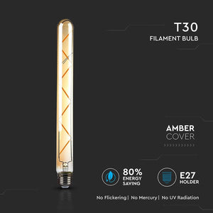 V-TAC LAMPADINA LED E27 7W TUBOLARE 7 FILAMENTI AMBRATA