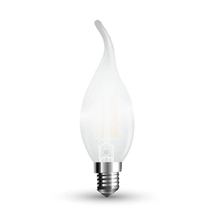 V-TAC LAMPADINA LED E14 4W CANDELA FIAMMA FROST FILAMENTO DIMMERABILE