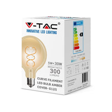 Carica l&#39;immagine nel visualizzatore di Gallery, V-TAC LAMPADINA LED E27 5W GLOBO G125 FILAMENTO AMBRATA
