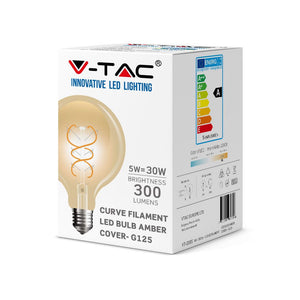 V-TAC LAMPADINA LED E27 5W GLOBO G125 FILAMENTO AMBRATA