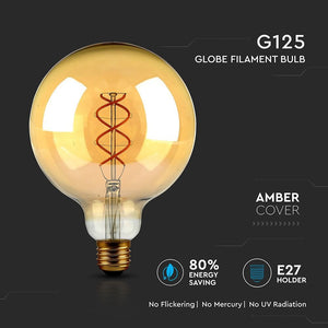 V-TAC LAMPADINA LED E27 5W GLOBO G125 FILAMENTO AMBRATA