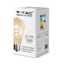 Carica l&#39;immagine nel visualizzatore di Gallery, V-TAC  LAMPADINA LED E27 5W BULB ST64 FILAMENTO AMBRATA
