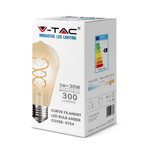 V-TAC  LAMPADINA LED E27 5W BULB ST64 FILAMENTO AMBRATA