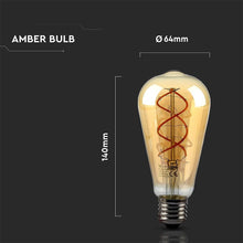 Carica l&#39;immagine nel visualizzatore di Gallery, V-TAC  LAMPADINA LED E27 5W BULB ST64 FILAMENTO AMBRATA
