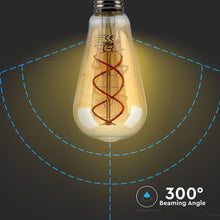 Carica l&#39;immagine nel visualizzatore di Gallery, V-TAC  LAMPADINA LED E27 5W BULB ST64 FILAMENTO AMBRATA
