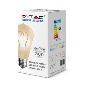 V-TAC LAMPADINA LED E27 5W BULB ST64 FILAMENTO AMBRATA