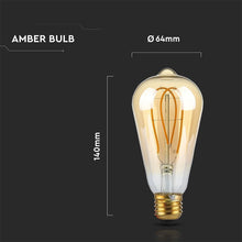 Carica l&#39;immagine nel visualizzatore di Gallery, V-TAC LAMPADINA LED E27 5W BULB ST64 FILAMENTO AMBRATA
