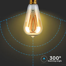 Carica l&#39;immagine nel visualizzatore di Gallery, V-TAC LAMPADINA LED E27 5W BULB ST64 FILAMENTO AMBRATA
