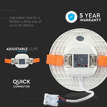 Cargar imagen en el visor de la galería, V-TAC PANNELLO LED ROTONDO 12W SMD DA INCASSO REGOLABILE CON DRIVER CON CHIP SAMSUNG
