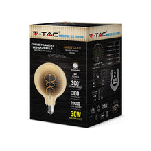 Cargar imagen en el visor de la galería, V-TAC LAMPADINA LED E27 5W GLOBO G125 FILAMENTO AMBRATA DIMMERABILE

