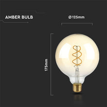 Cargar imagen en el visor de la galería, V-TAC LAMPADINA LED E27 5W GLOBO G125 FILAMENTO AMBRATA DIMMERABILE
