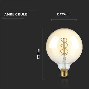 V-TAC LAMPADINA LED E27 5W GLOBO G125 FILAMENTO AMBRATA DIMMERABILE