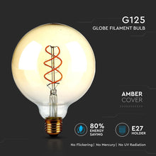 Cargar imagen en el visor de la galería, V-TAC LAMPADINA LED E27 5W GLOBO G125 FILAMENTO AMBRATA DIMMERABILE
