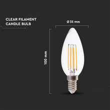 Carica l&#39;immagine nel visualizzatore di Gallery, V-TAC DUO PACK CONFEZIONE 2 LAMPADINE LED E14 4W CANDELA FILAMENT
