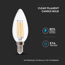 Carica l&#39;immagine nel visualizzatore di Gallery, V-TAC DUO PACK CONFEZIONE 2 LAMPADINE LED E14 4W CANDELA FILAMENT
