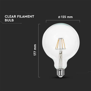 V-TAC LAMPADINA LED E27 4W GLOBO G125 FILAMENTO DIMMERABILE
