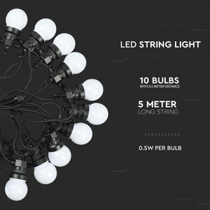 V-TAC CATENA DA 20 LAMPADINE LED MINI GLOBO BIANCHE PER INTERNO E ESTERNO