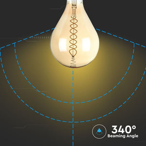 V-TAC LAMPADINA E27 FILAMENTO LED A DOPPIA SPIRALE 8W BULB A160 CON VETRO AMBRATO DIMMERABILE