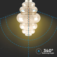 Cargar imagen en el visor de la galería, V-TAC LAMPADINA E27 FILAMENTO LED 8W RINGS BULB VETRO AMBRATO OSCURATO DIMMERABILE
