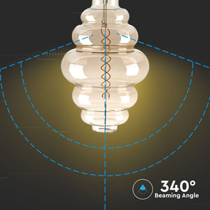 V-TAC LAMPADINA E27 FILAMENTO LED 8W RINGS BULB VETRO AMBRATO OSCURATO DIMMERABILE