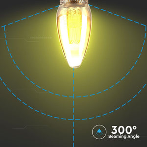 V-TAC LAMPADINA LED E14 2W CANDELA AMBRATA CON INCISIONI LASER