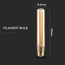 Carica l&#39;immagine nel visualizzatore di Gallery, V-TAC LAMPADINA LED E27 2W TUBOLARE T30 AMBRATA CON INCISIONI LASER
