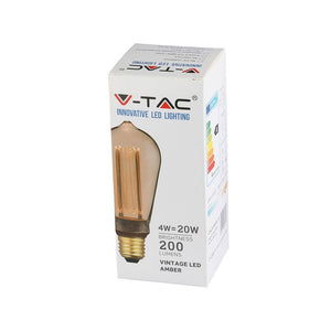 V-TAC LAMPADINA LED E27 4W BULB ST64 AMBRATA CON INCISIONI LASER