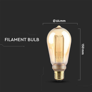 V-TAC LAMPADINA LED E27 4W BULB ST64 AMBRATA CON INCISIONI LASER