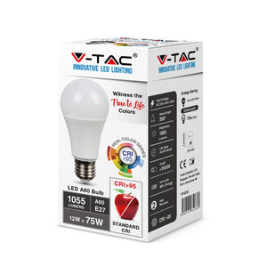 V-TAC  LAMPADINA LED E27 12W BULB A60 CRI ≥95