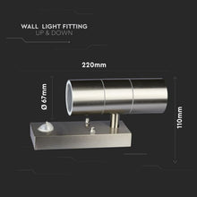 Carica l&#39;immagine nel visualizzatore di Gallery, V-TAC  PORTALAMPADA DOPPIO WALL LIGHT DA MURO PER 2 LAMPADINE GU10 CON SENSORE
