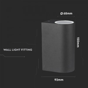 V-TAC PORTALAMPADA DOPPIO WALL LIGHT DA MURO PER 2 LAMPADINE GU10 IP44