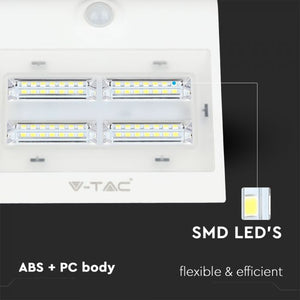 V-TAC LAMPADA DA MURO LED 3W CON PANNELLO SOLARE E SENSORE DI MOVIMENTO