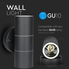 Carica l&#39;immagine nel visualizzatore di Gallery, V-TAC PORTALAMPADA DOPPIO WALL LIGHT DA MURO PER 2 LAMPADINE GU10
