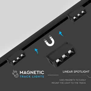 V-TAC PRO MAGNETIC LINEAR SPOTLIGHT FARETTO LED MAGNETICO 3W NERO CRI≥90 30°