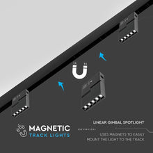 Carica l&#39;immagine nel visualizzatore di Gallery, V-TAC PRO MAGNETIC LINEAR TRACK LIGHT FARETTO LED MAGNETICO 10W NERO CRI≥90 30°
