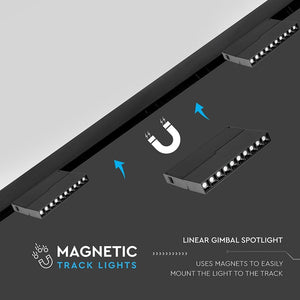 V-TAC MAGNETIC LINEAR TRACK LIGHT FARETTO LED MAGNETICO 20W NERO CRI≥90 30°