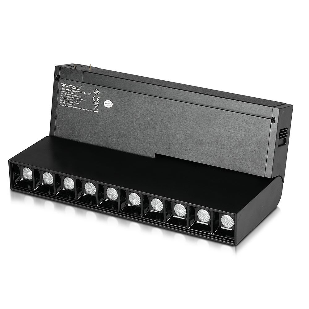 V-TAC MAGNETIC LINEAR TRACK LIGHT FARETTO LED MAGNETICO 20W NERO CRI≥90 30°