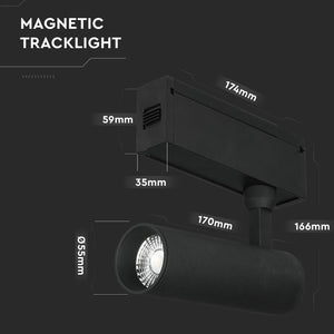 V-TAC MAGNETIC TRACK LIGHT FARETTO LED MAGNETICO 15W NERO CRI≥90 36°