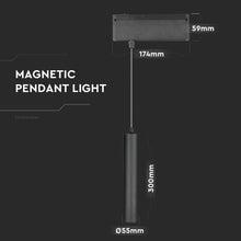 Cargar imagen en el visor de la galería, V-TAC MAGNETIC PENDANT LIGHT LAMPADA LED A SOSPENSIONE MAGNETICA 15W NERO CRI≥90 36°

