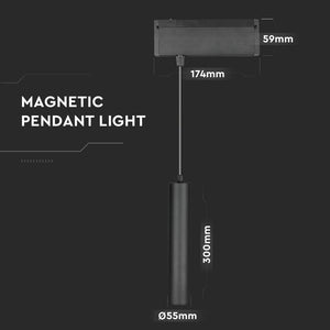 V-TAC MAGNETIC PENDANT LIGHT LAMPADA LED A SOSPENSIONE MAGNETICA 15W NERO CRI≥90 36°