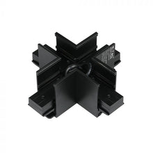 Cargar imagen en el visor de la galería, V-TAC X CONNECTOR CONNETTORE ANGOLARE A CROCE PER BINARI MAGNETICI TRACK LIGHT NERO
