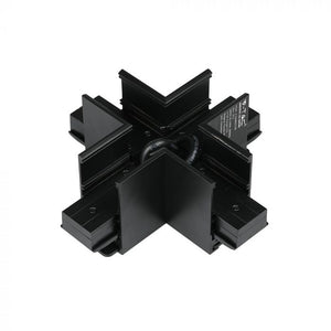 V-TAC X CONNECTOR CONNETTORE ANGOLARE A CROCE PER BINARI MAGNETICI TRACK LIGHT NERO