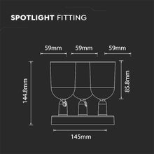 Carica l&#39;immagine nel visualizzatore di Gallery, V-TAC PORTAFARETTO ROTONDO PER 3 FARETTI LED SPOTLIGHT GU10 CON 3 TESTINE ORIENTABILI
